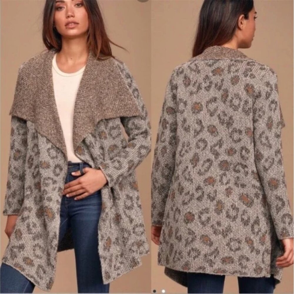 Cupcakes and Cashmere Mel Leopard Print Cardigan Sweater - NWOT